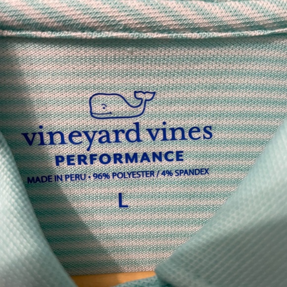 Vineyard Vines Performance Polo Shirt Women’s Striped Sleeveless Golf Large Teal - Picture 6 of 10